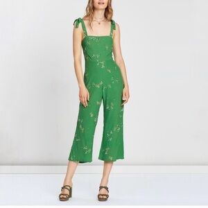 Faithfull The Brand x REVOLVE Elsa Jumpsuit in Myrtille Floral Green Small Sz 4